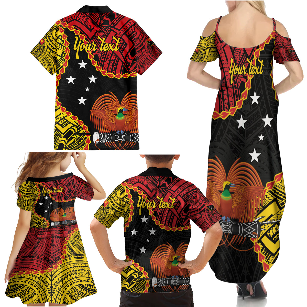 Personalised Papua New Guinea 49th Anniversary Family Matching Summer Maxi Dress and Hawaiian Shirt Hapi De bilong Indipendens Papua Niugini LT9 - Polynesian Pride