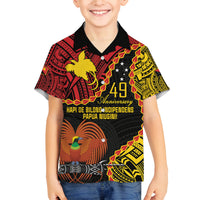 Personalised Papua New Guinea 49th Anniversary Family Matching Summer Maxi Dress and Hawaiian Shirt Hapi De bilong Indipendens Papua Niugini LT9 Son's Shirt Black - Polynesian Pride