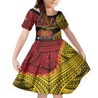 Personalised Papua New Guinea 49th Anniversary Family Matching Tank Maxi Dress and Hawaiian Shirt Hapi De bilong Indipendens Papua Niugini LT9 Daughter's Dress Black - Polynesian Pride