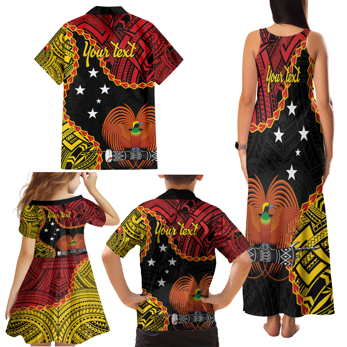 Personalised Papua New Guinea 49th Anniversary Family Matching Tank Maxi Dress and Hawaiian Shirt Hapi De bilong Indipendens Papua Niugini LT9 - Polynesian Pride