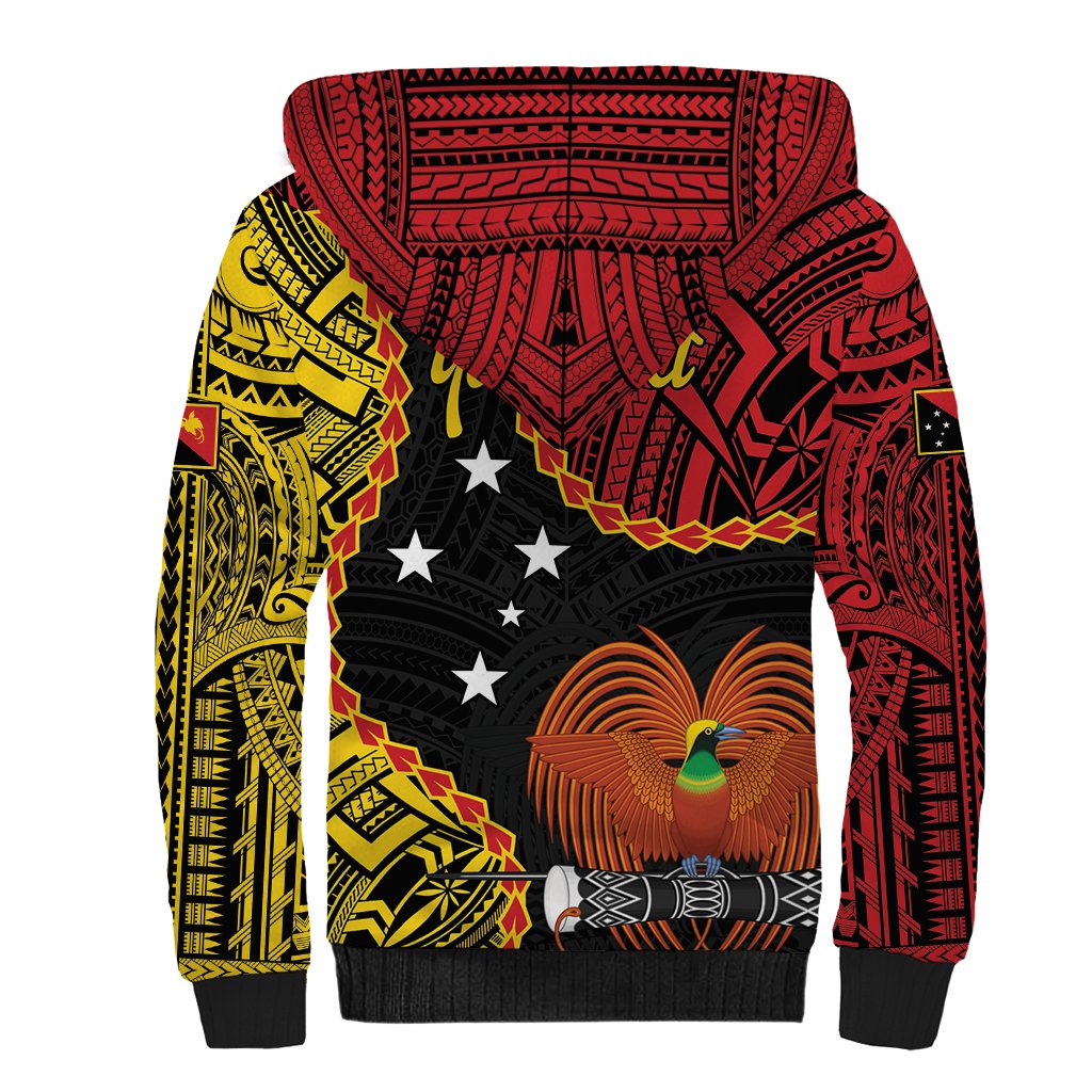 Personalised Papua New Guinea 49th Anniversary Sherpa Hoodie Hapi De bilong Indipendens Papua Niugini