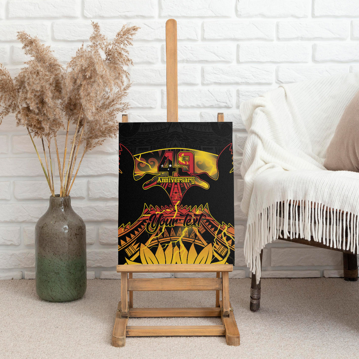 Personalised Papua New Guinea 49th Anniversary Canvas Wall Art Bird of Paradise Unity In Diversity