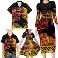 Personalised Papua New Guinea 49th Anniversary Family Matching Long Sleeve Bodycon Dress and Hawaiian Shirt Bird of Paradise Unity In Diversity LT9 - Polynesian Pride
