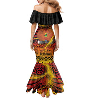 Personalised Papua New Guinea 49th Anniversary Family Matching Mermaid Dress and Hawaiian Shirt Bird of Paradise Unity In Diversity LT9 - Polynesian Pride