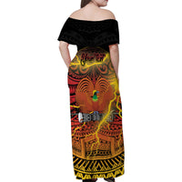 Personalised Papua New Guinea 49th Anniversary Family Matching Off Shoulder Maxi Dress and Hawaiian Shirt Bird of Paradise Unity In Diversity LT9 - Polynesian Pride