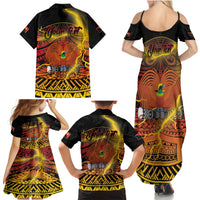 Personalised Papua New Guinea 49th Anniversary Family Matching Summer Maxi Dress and Hawaiian Shirt Bird of Paradise Unity In Diversity LT9 - Polynesian Pride