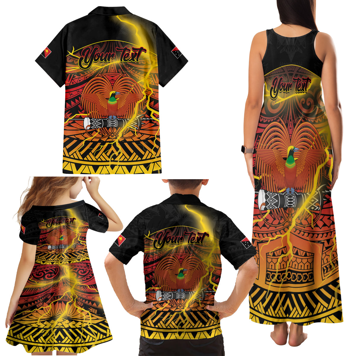 Personalised Papua New Guinea 49th Anniversary Family Matching Tank Maxi Dress and Hawaiian Shirt Bird of Paradise Unity In Diversity LT9 - Polynesian Pride