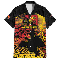 Personalised Papua New Guinea 49th Anniversary Family Matching Tank Maxi Dress and Hawaiian Shirt Bird of Paradise Unity In Diversity LT9 Dad's Shirt - Short Sleeve Black - Polynesian Pride