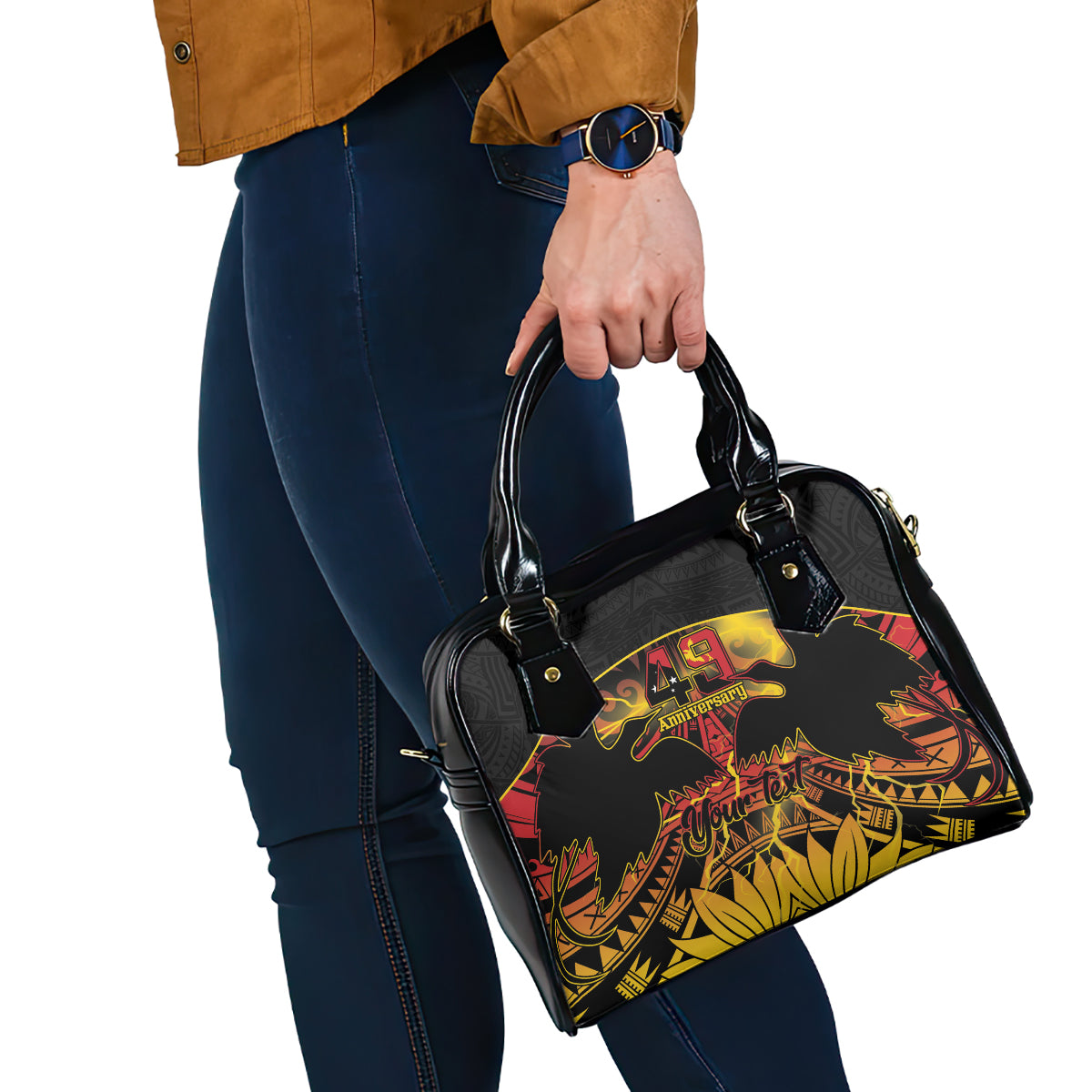 Personalised Papua New Guinea 49th Anniversary Shoulder Handbag Bird of Paradise Unity In Diversity LT9 - Polynesian Pride