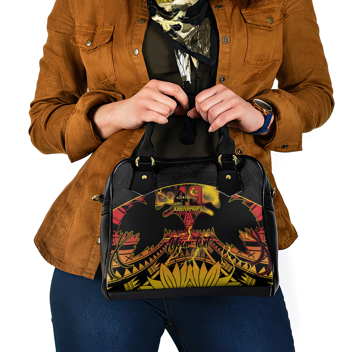 Personalised Papua New Guinea 49th Anniversary Shoulder Handbag Bird of Paradise Unity In Diversity LT9 - Polynesian Pride