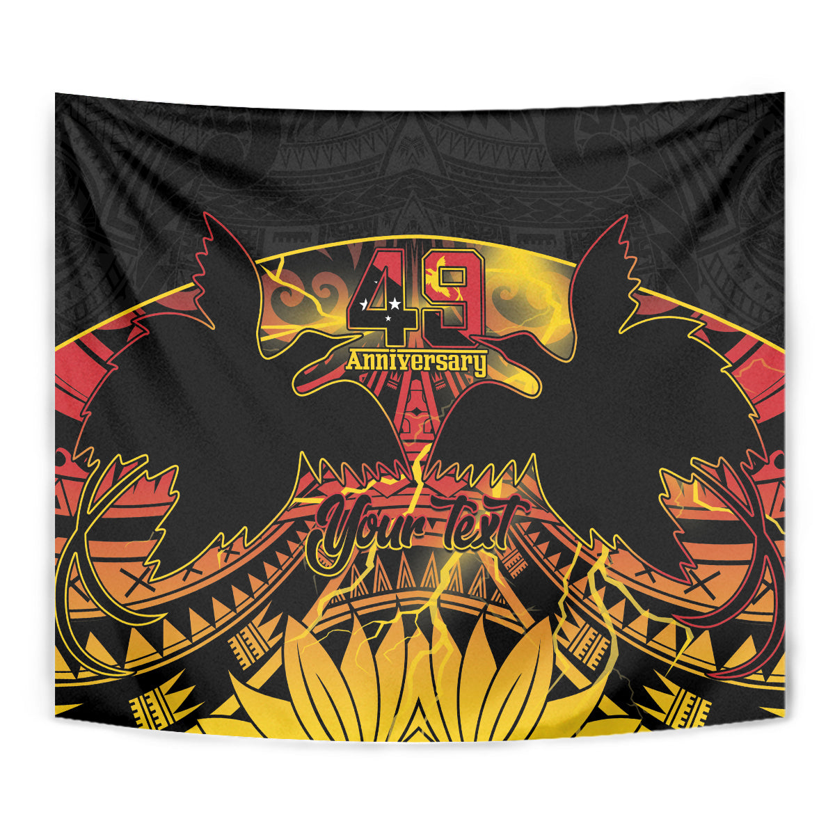 Personalised Papua New Guinea 49th Anniversary Tapestry Bird of Paradise Unity In Diversity