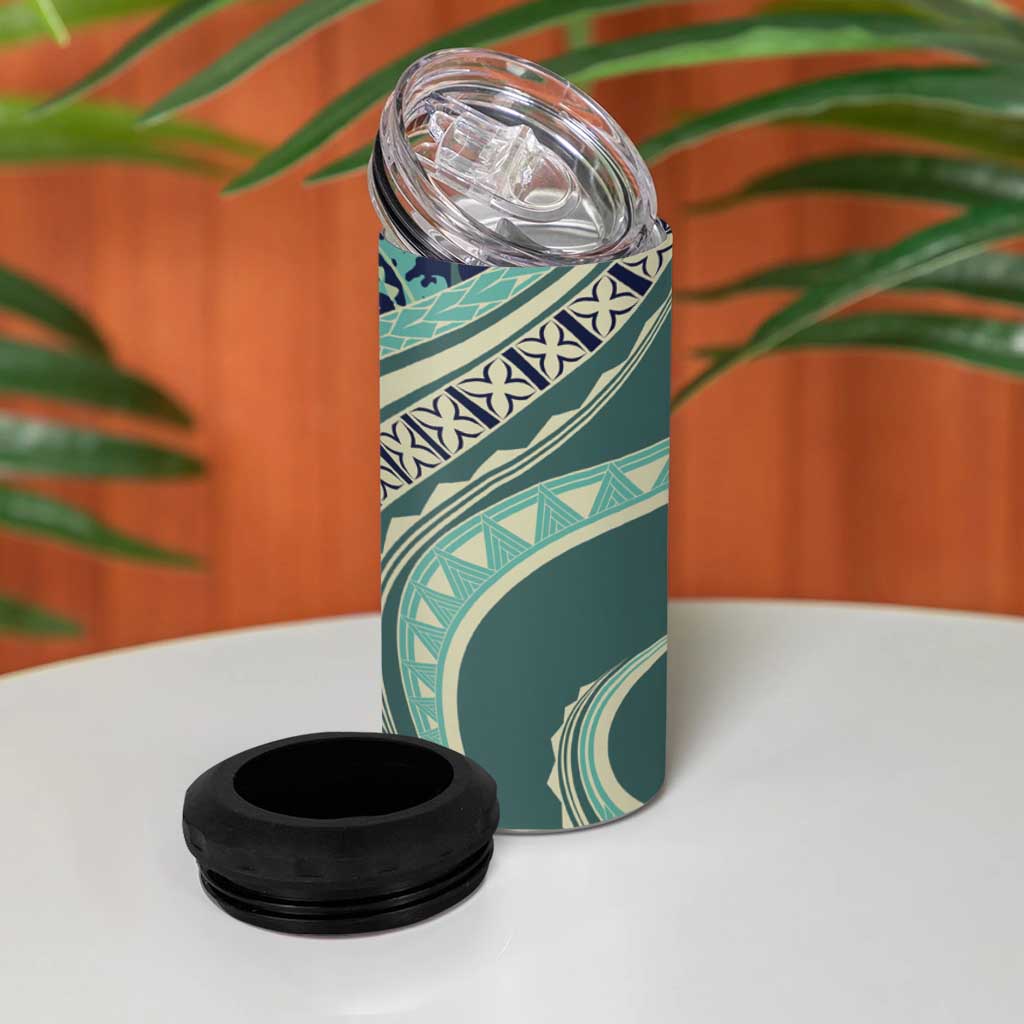 Hawaiian Hibiscus Tribal Vintage Motif 4 in 1 Can Cooler Tumbler Ver 1