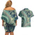 Hawaiian Hibiscus Tribal Vintage Motif Couples Matching Off Shoulder Short Dress and Hawaiian Shirt Ver 1
