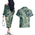 Hawaiian Hibiscus Tribal Vintage Motif Couples Matching Off The Shoulder Long Sleeve Dress and Hawaiian Shirt Ver 1