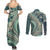 Hawaiian Hibiscus Tribal Vintage Motif Couples Matching Summer Maxi Dress and Long Sleeve Button Shirt Ver 1