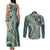 Hawaiian Hibiscus Tribal Vintage Motif Couples Matching Tank Maxi Dress and Long Sleeve Button Shirt Ver 1