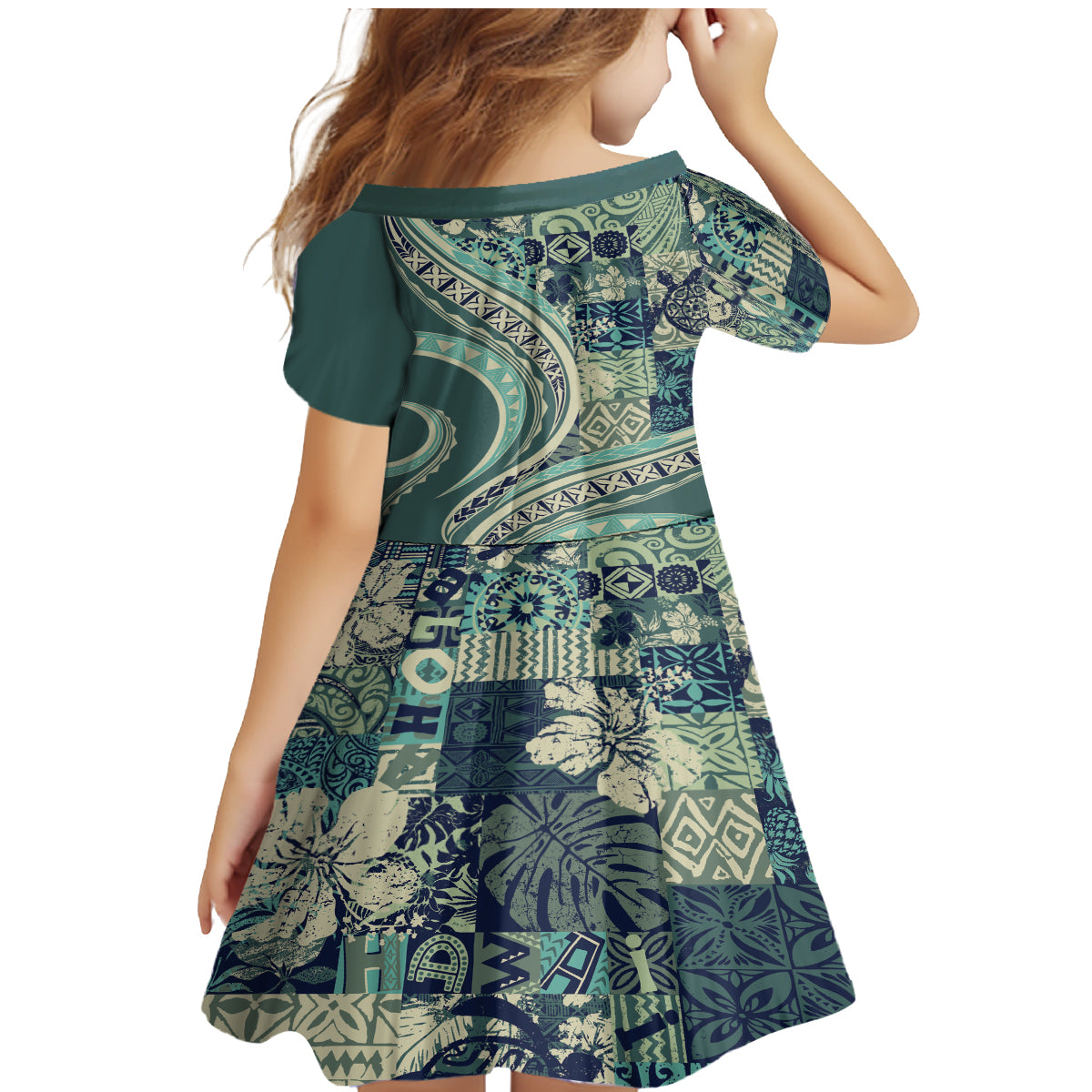 Hawaiian Hibiscus Tribal Vintage Motif Family Matching Mermaid Dress and Hawaiian Shirt Ver 1 LT9 - Polynesian Pride