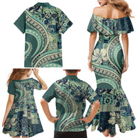 Hawaiian Hibiscus Tribal Vintage Motif Family Matching Mermaid Dress and Hawaiian Shirt Ver 1 LT9 - Polynesian Pride