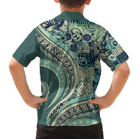 Hawaiian Hibiscus Tribal Vintage Motif Family Matching Off Shoulder Maxi Dress and Hawaiian Shirt Ver 1 LT9 - Polynesian Pride