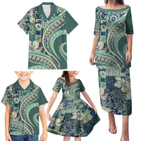 Hawaiian Hibiscus Tribal Vintage Motif Family Matching Puletasi and Hawaiian Shirt Ver 1 LT9 - Polynesian Pride