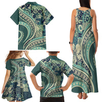 Hawaiian Hibiscus Tribal Vintage Motif Family Matching Tank Maxi Dress and Hawaiian Shirt Ver 1 LT9 - Polynesian Pride
