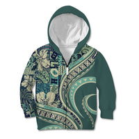 Hawaiian Hibiscus Tribal Vintage Motif Kid Hoodie Ver 1 LT9 Zip Hoodie Sea Green - Polynesian Pride
