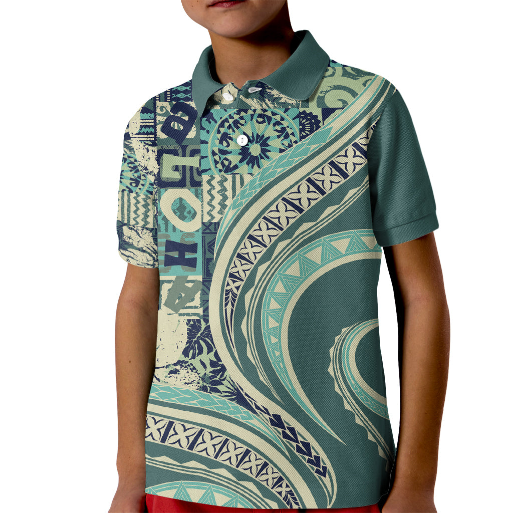 Hawaiian Hibiscus Tribal Vintage Motif Kid Polo Shirt Ver 1