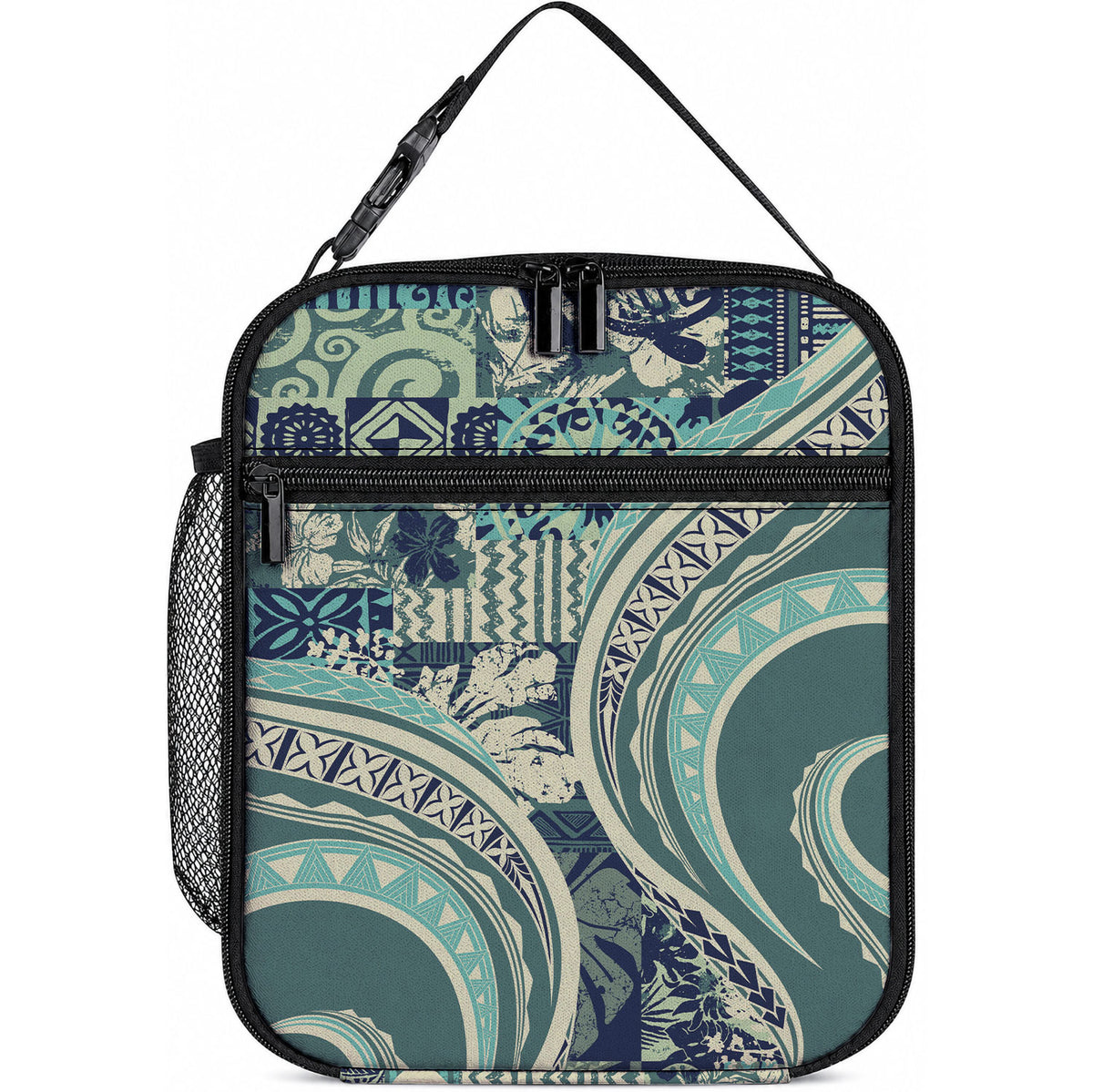 Hawaiian Hibiscus Tribal Vintage Motif Lunch Bag Ver 1 LT9 10.2 × 8.3 × 4.3 inch Sea Green - Polynesian Pride