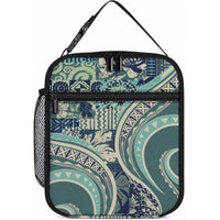 Hawaiian Hibiscus Tribal Vintage Motif Lunch Bag Ver 1 LT9 10.2 × 8.3 × 4.3 inch Sea Green - Polynesian Pride