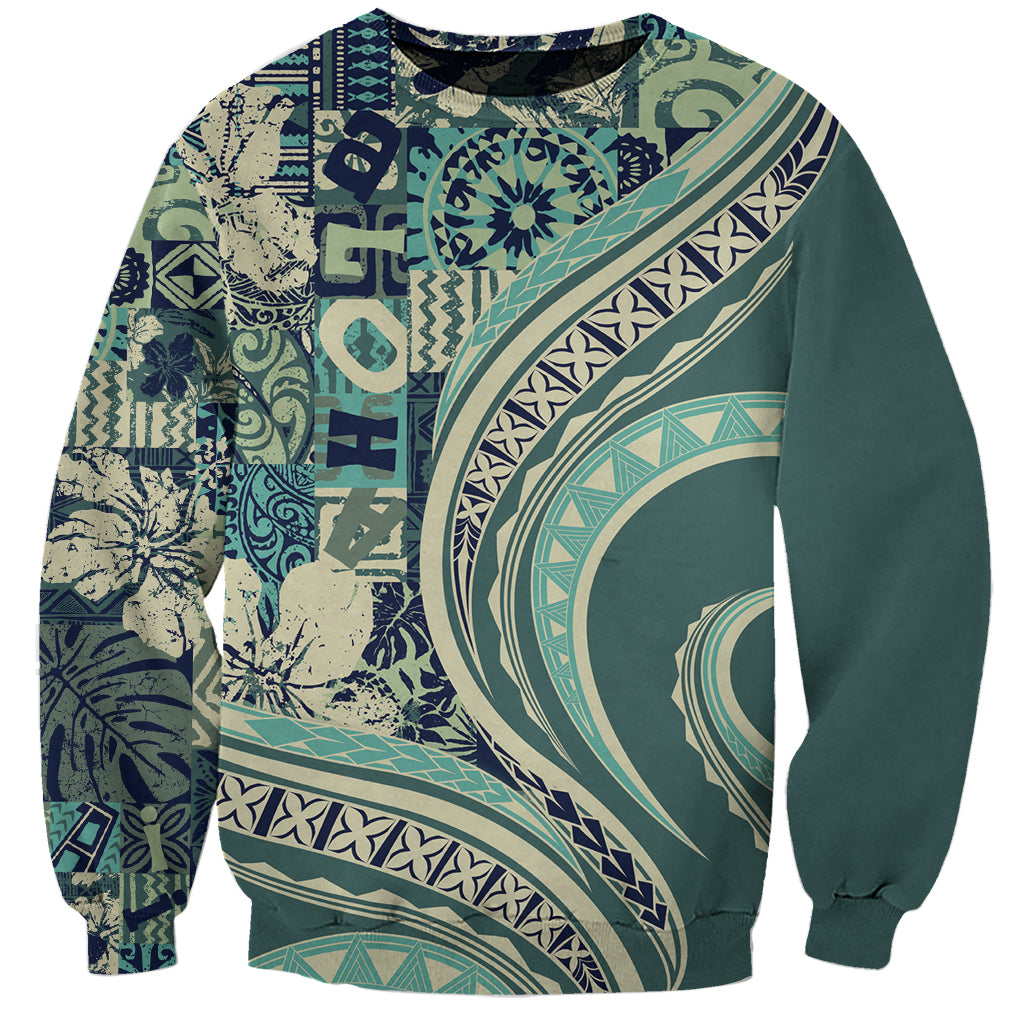 Hawaiian Hibiscus Tribal Vintage Motif Sweatshirt Ver 1