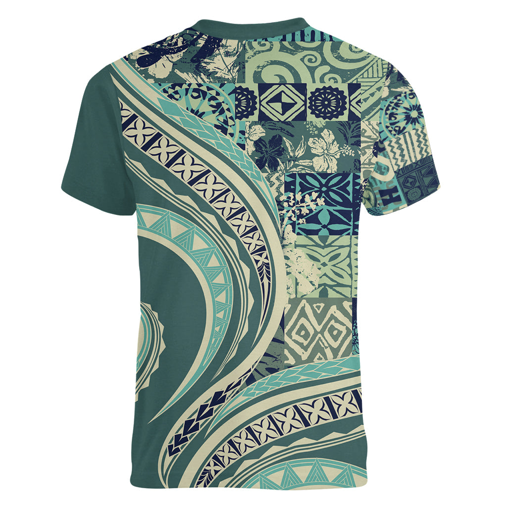 Hawaiian Hibiscus Tribal Vintage Motif Women V-Neck T-Shirt Ver 1