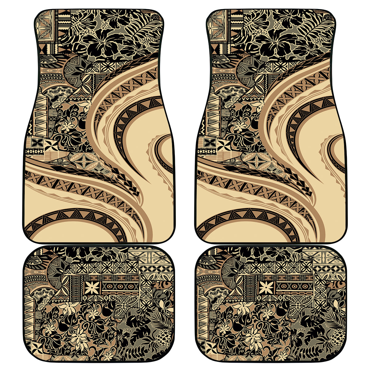 Hawaiian Hibiscus Tribal Vintage Motif Car Mats Ver 2 LT9 - Polynesian Pride