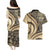 Hawaiian Hibiscus Tribal Vintage Motif Couples Matching Puletasi and Hawaiian Shirt Ver 2