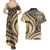 Hawaiian Hibiscus Tribal Vintage Motif Couples Matching Summer Maxi Dress and Hawaiian Shirt Ver 2