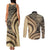 Hawaiian Hibiscus Tribal Vintage Motif Couples Matching Tank Maxi Dress and Long Sleeve Button Shirt Ver 2