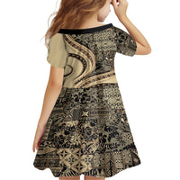 Hawaiian Hibiscus Tribal Vintage Motif Family Matching Short Sleeve Bodycon Dress and Hawaiian Shirt Ver 2 LT9 - Polynesian Pride