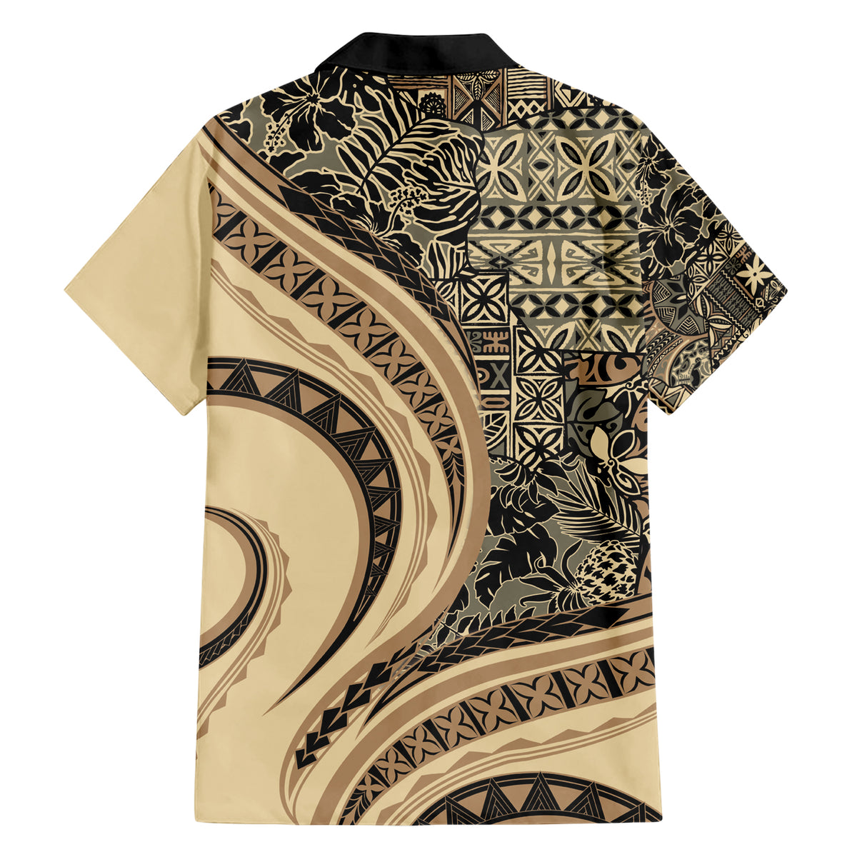 Hawaiian Hibiscus Tribal Vintage Motif Family Matching Short Sleeve Bodycon Dress and Hawaiian Shirt Ver 2 LT9 - Polynesian Pride