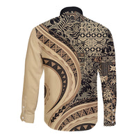 Hawaiian Hibiscus Tribal Vintage Motif Long Sleeve Button Shirt Ver 2 LT9 - Polynesian Pride