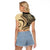 Hawaiian Hibiscus Tribal Vintage Motif Raglan Cropped T Shirt Ver 2