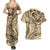 Hawaiian Hibiscus Tribal Vintage Motif Couples Matching Summer Maxi Dress and Hawaiian Shirt Ver 3