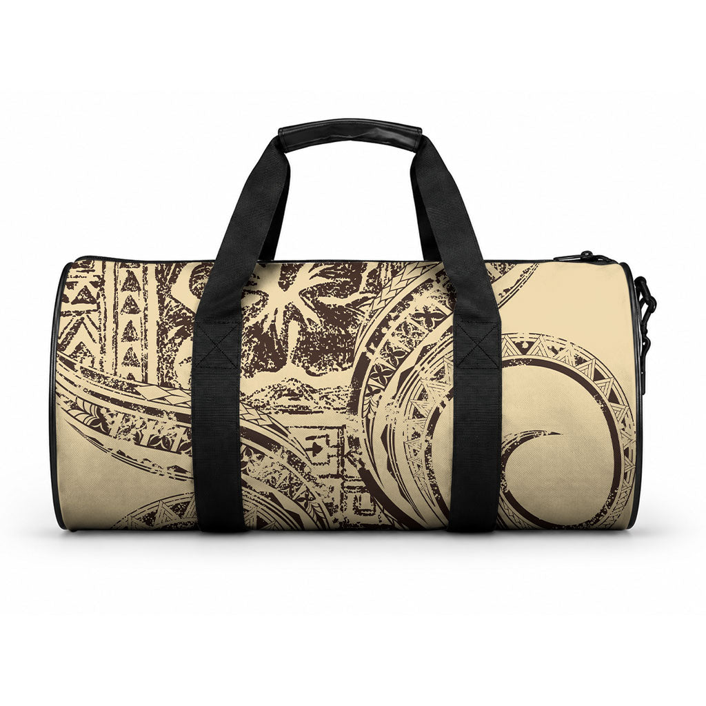 Hawaiian Hibiscus Tribal Vintage Motif Duffle Bag Ver 3 LT9 One size Beige - Polynesian Pride