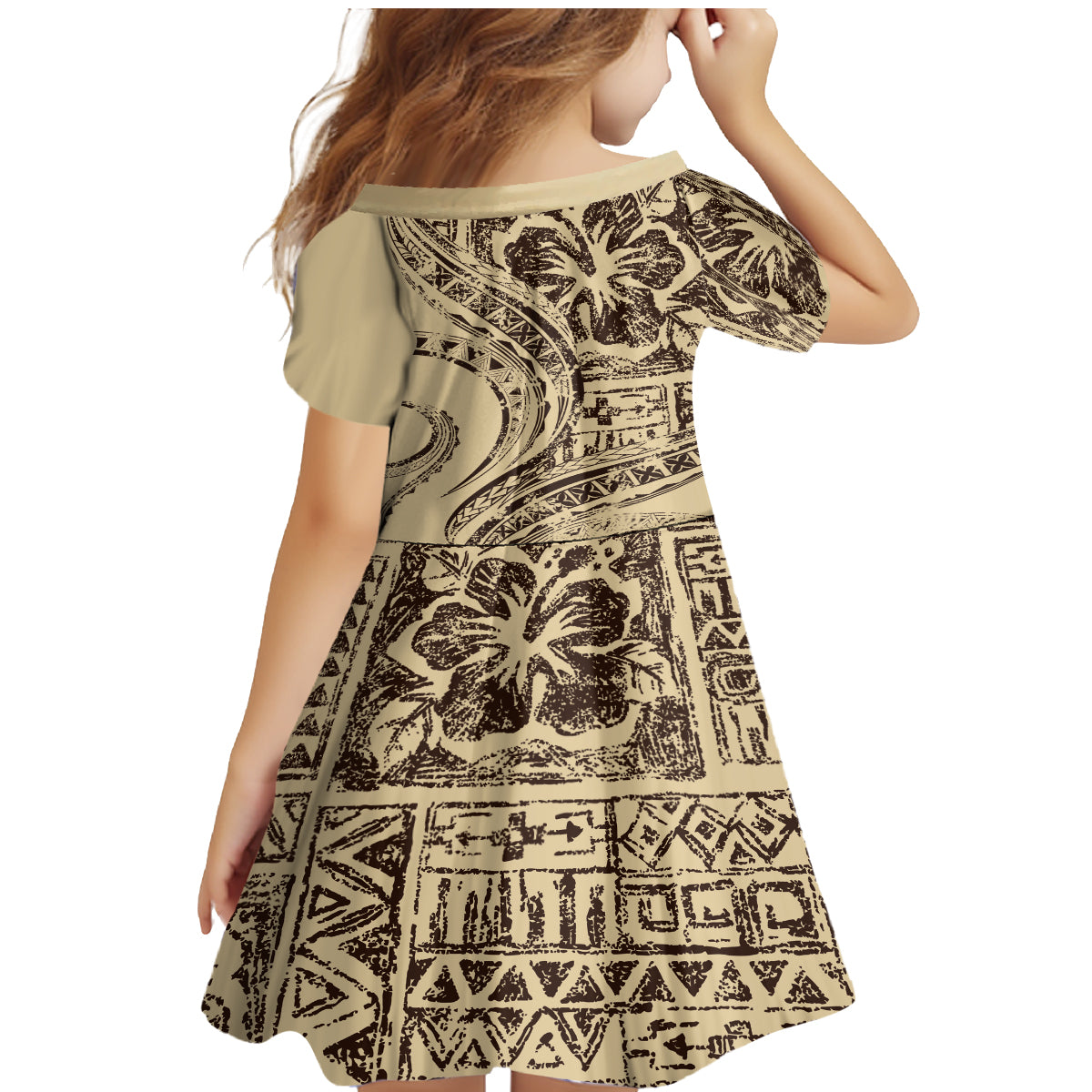 Hawaiian Hibiscus Tribal Vintage Motif Family Matching Mermaid Dress and Hawaiian Shirt Ver 3 LT9 - Polynesian Pride