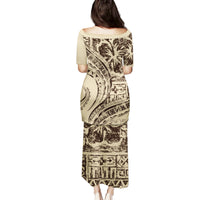 Hawaiian Hibiscus Tribal Vintage Motif Family Matching Puletasi and Hawaiian Shirt Ver 3 LT9 - Polynesian Pride