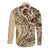 Hawaiian Hibiscus Tribal Vintage Motif Long Sleeve Button Shirt Ver 3
