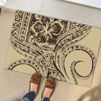 Hawaiian Hibiscus Tribal Vintage Motif Rubber Doormat Ver 3