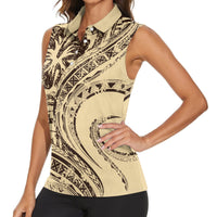 Hawaiian Hibiscus Tribal Vintage Motif Women Sleeveless Polo Shirt Ver 3