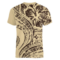Hawaiian Hibiscus Tribal Vintage Motif Women V-Neck T-Shirt Ver 3