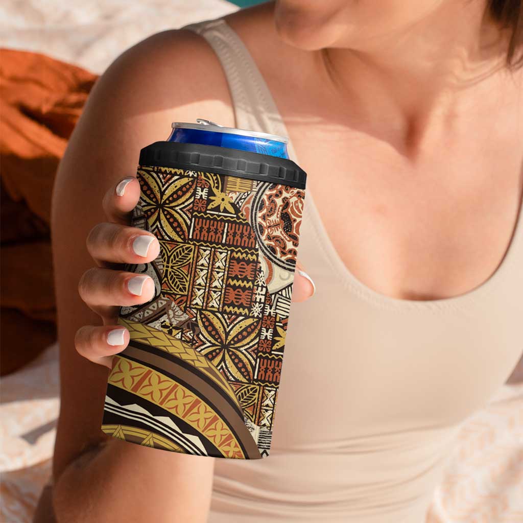 Hawaiian Hibiscus Tribal Vintage Motif 4 in 1 Can Cooler Tumbler Ver 4
