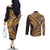Hawaiian Hibiscus Tribal Vintage Motif Couples Matching Off The Shoulder Long Sleeve Dress and Long Sleeve Button Shirt Ver 4