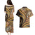 Hawaiian Hibiscus Tribal Vintage Motif Couples Matching Puletasi and Hawaiian Shirt Ver 4